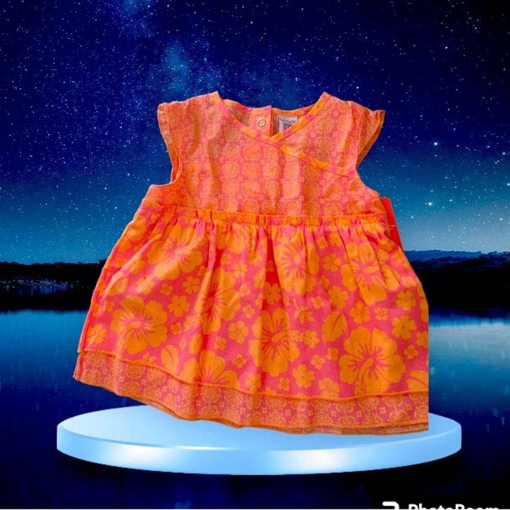 CARTER’S HAWAIIAN STYLE FLORAL 18 MONTH PINK AND PEACH COTTON DRESS